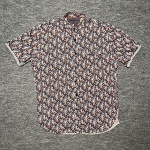 Visconti Black Shirt Mens Small Orange Dots Button Up Abstract Bubbles Polka Dot